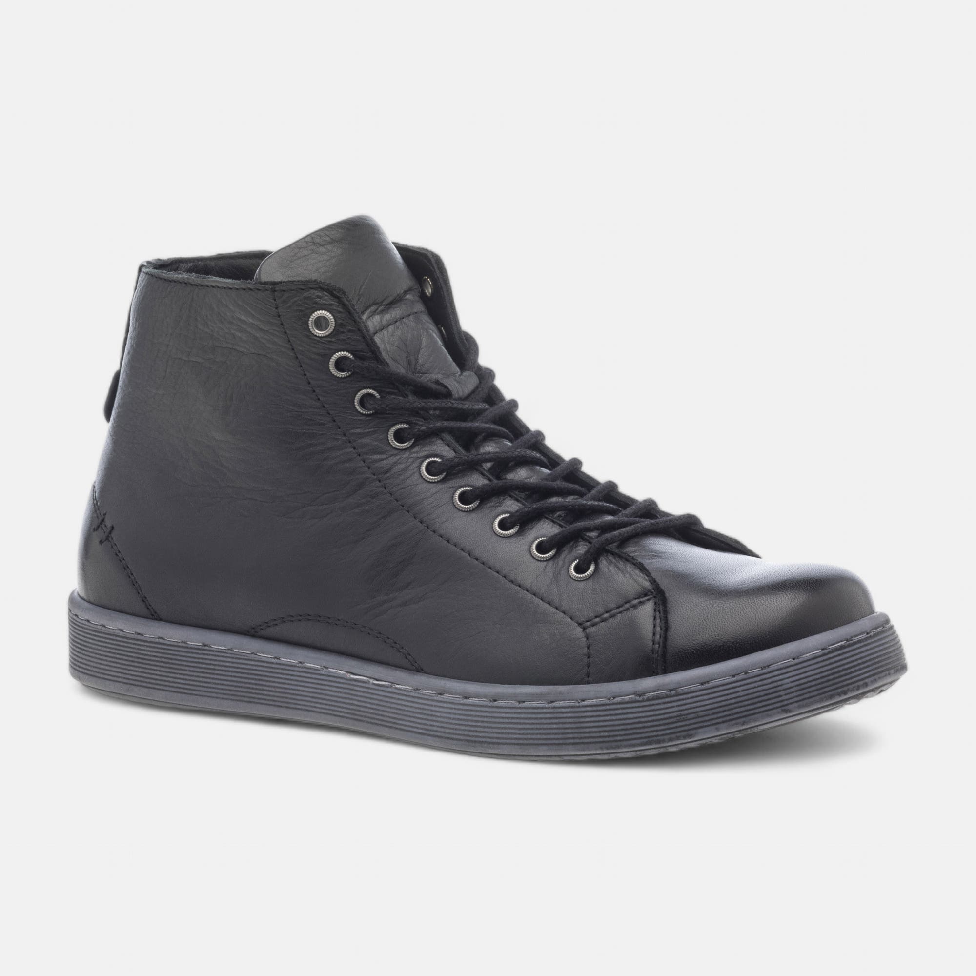 Baskets hautes Femme en cuir noir