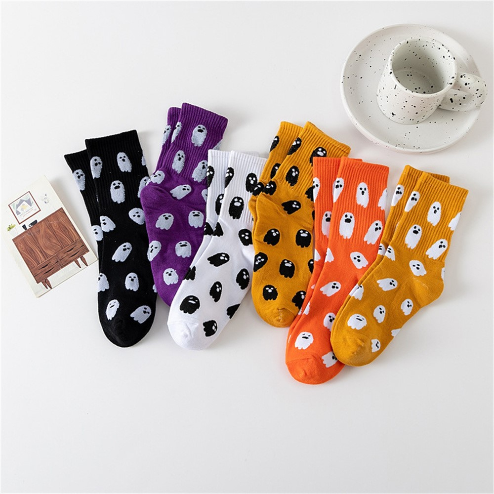 (6 Paar) Unisex Socken Halloween Fashion Strümpfe Füsslinge (One Size) - Geister