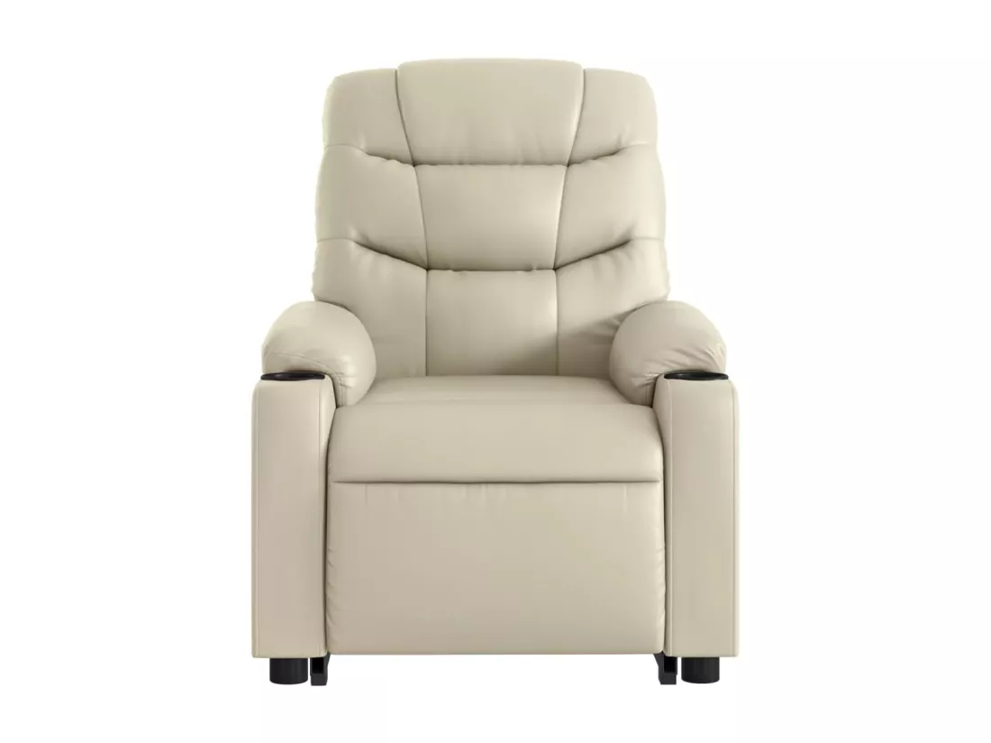 Fauteuil inclinable massant électrique crème similicuir