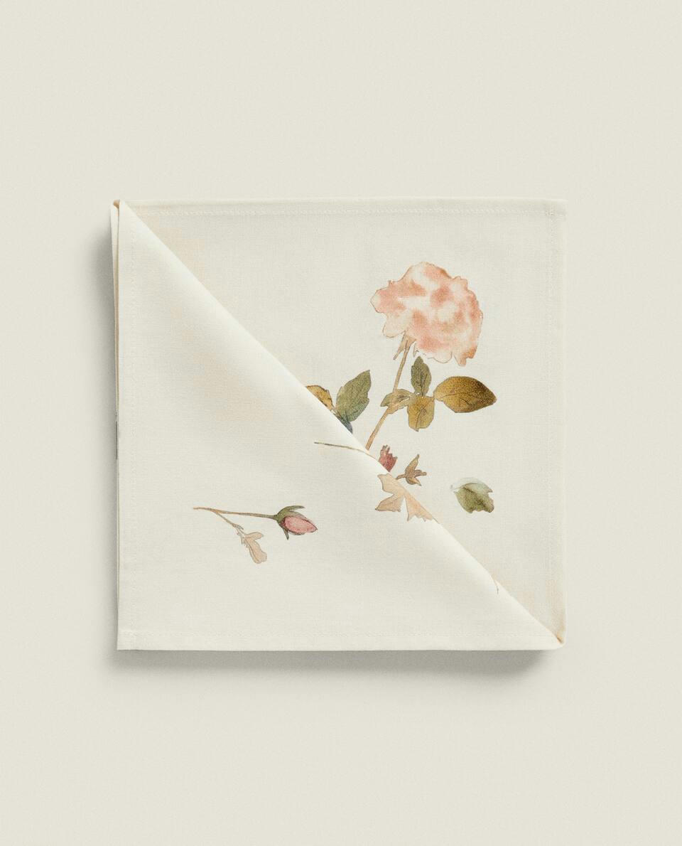 Guardanapos de algodão com estampa floral (pacote com 2)