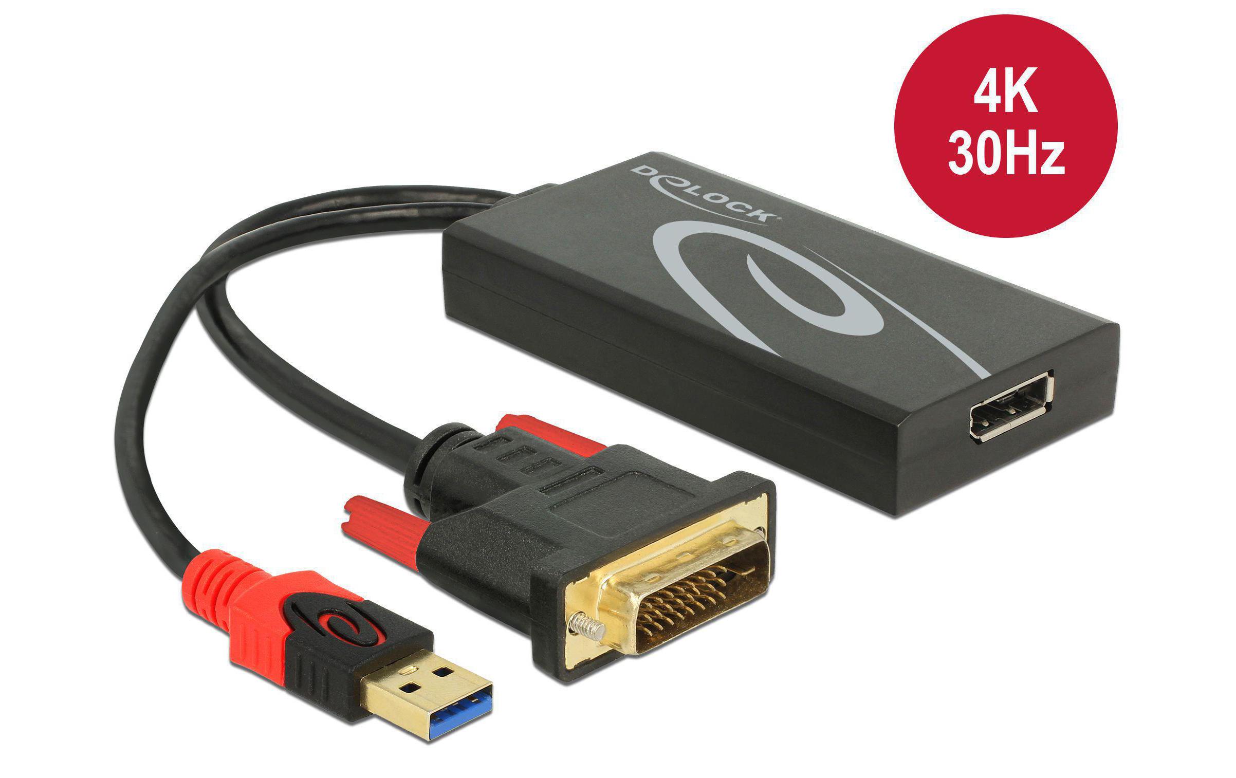 Adapter 4K, 30HZ DVI-D/USB 2.0 - DisplayPortDVI zu Displayport Adapter