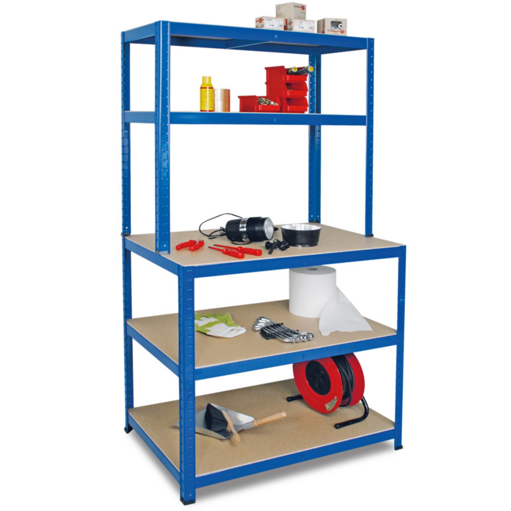 BRB 74221 Arbeits- und Packtisch, blau - 90 x 180 x 40/60 cm