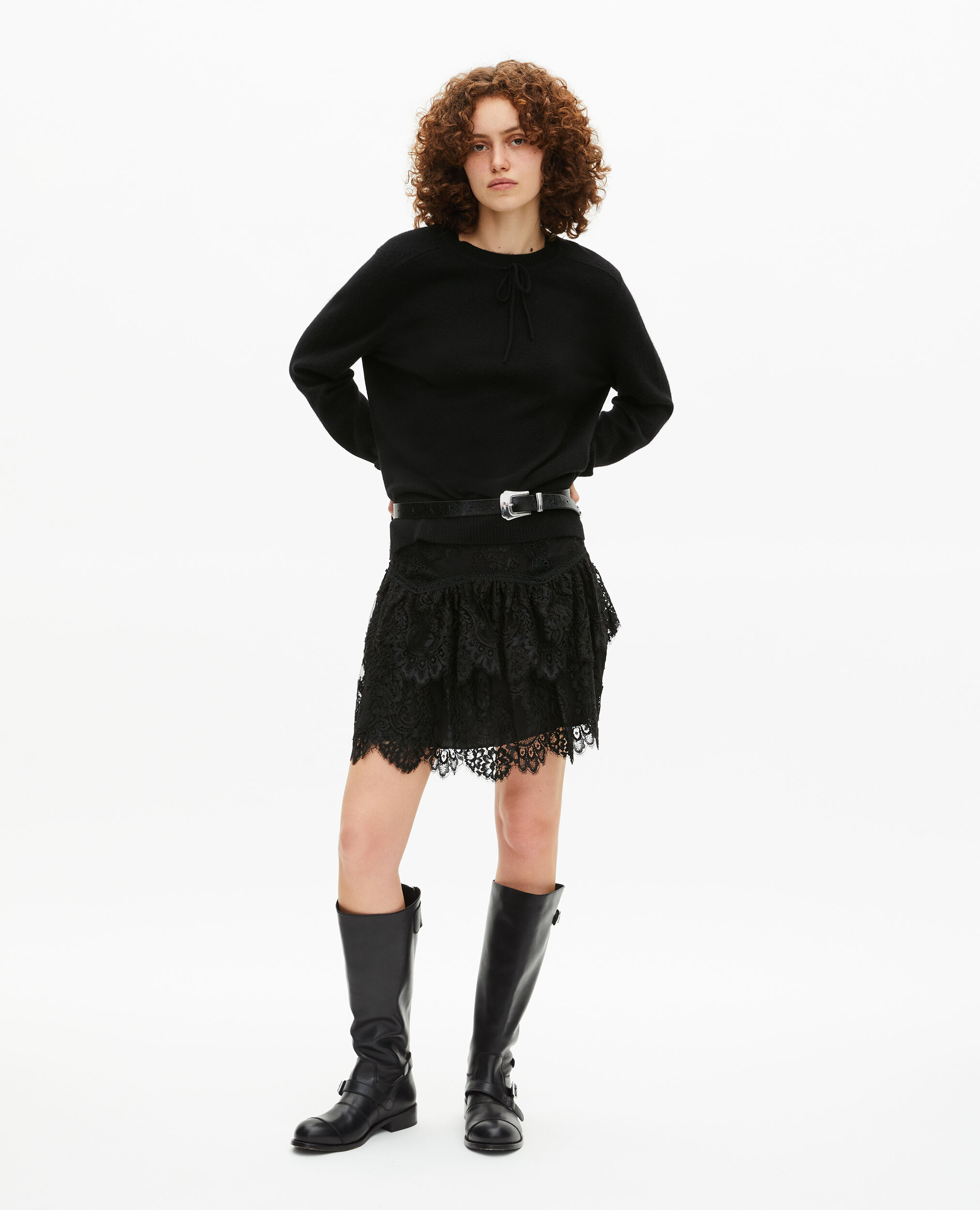 Pull col rond en cachemire noir