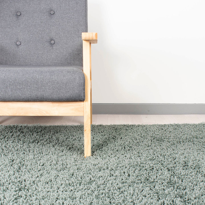 Hoogpolig vloerkleed - Solid Blauw/Groen