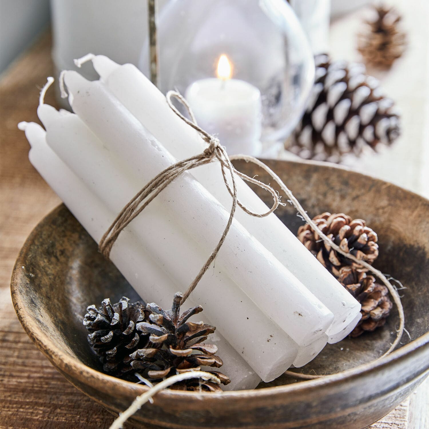 Kerze 12er Set Bauceau creme