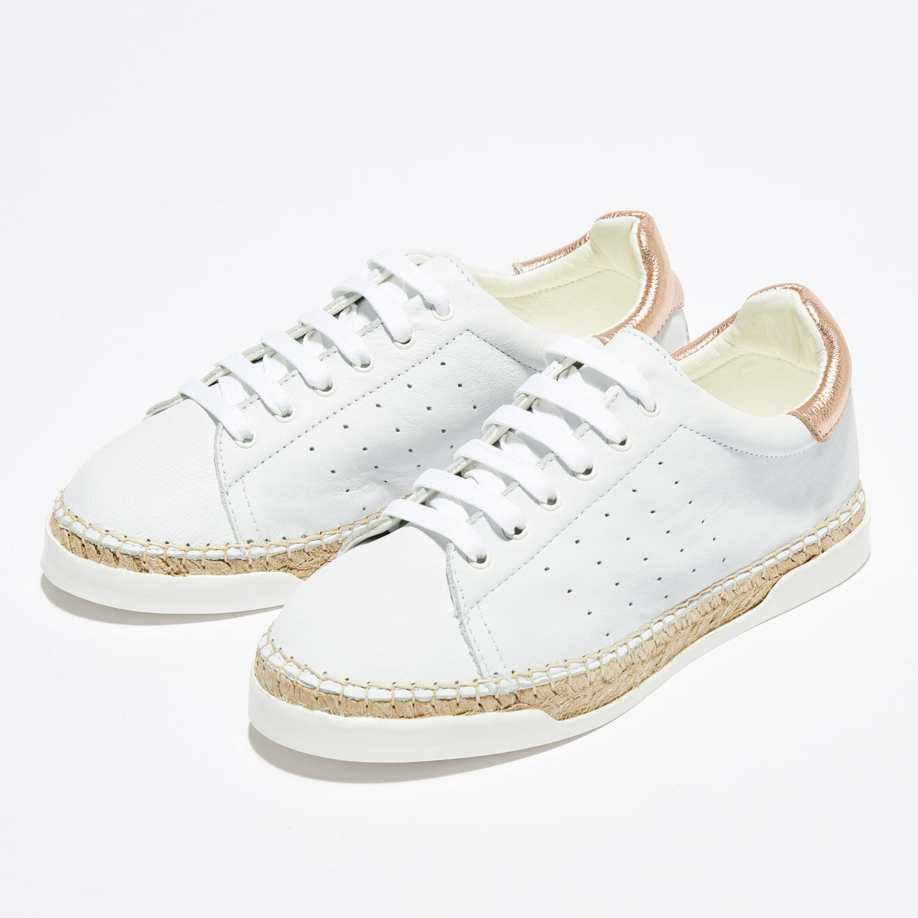 Canal Saint Martin Baskets espadrilles en Cuir Lancry Original blanc/doré rose