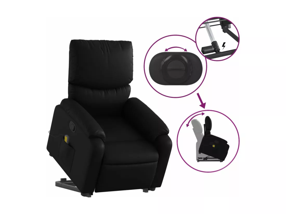 Fauteuil inclinable massant Noir Similicuir