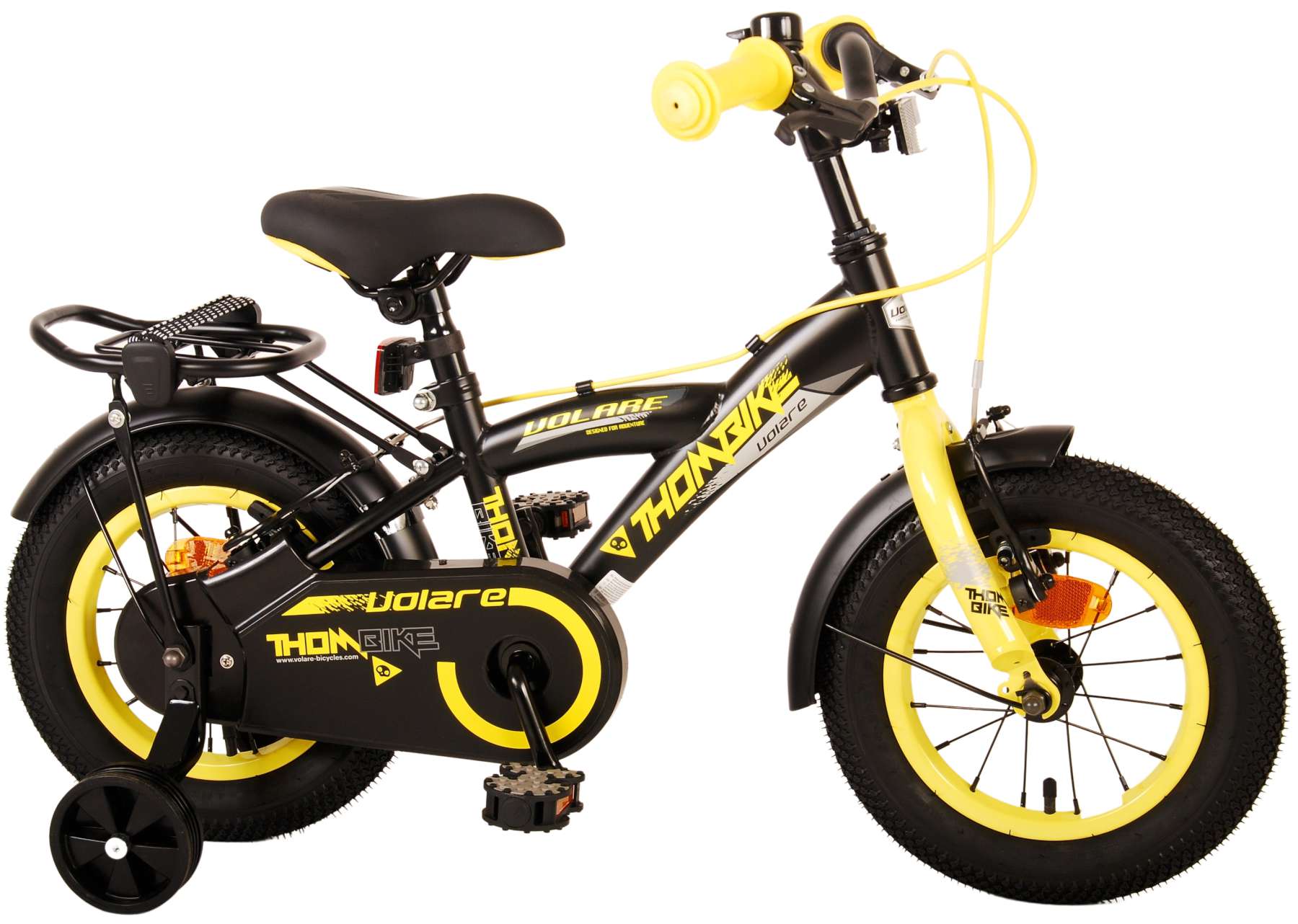 TPFSports Thombike Kinderfahrrad - Jungen - 12 Zoll - Rücktritt + Handbremse - Schwarz/Gelb