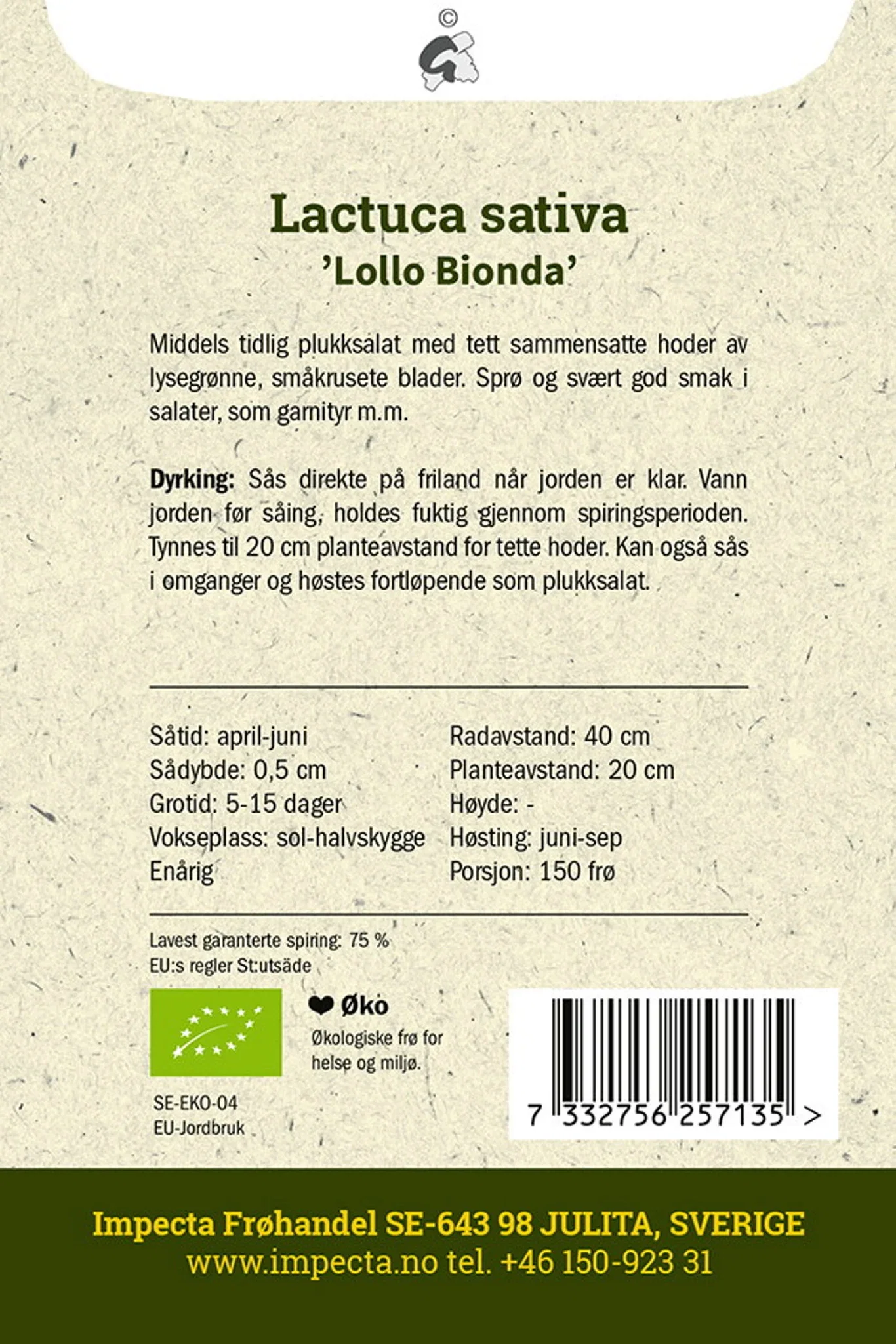 Lactuca sativa 'Lollo Bionda' Bataviasalat 'Lollo Bionda'