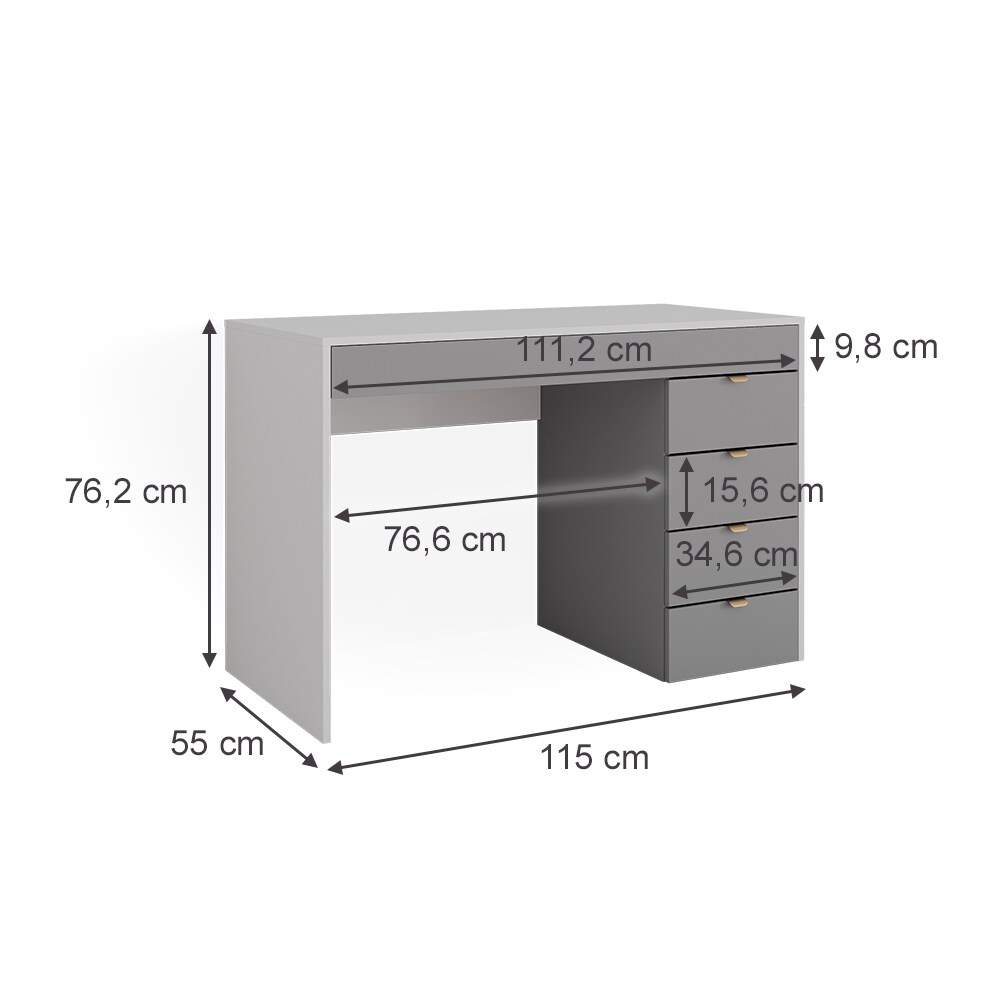 Vicco Schminktisch Elise Weiß Grau 115 x 76 cm modern Frisiertisch Schubladen
