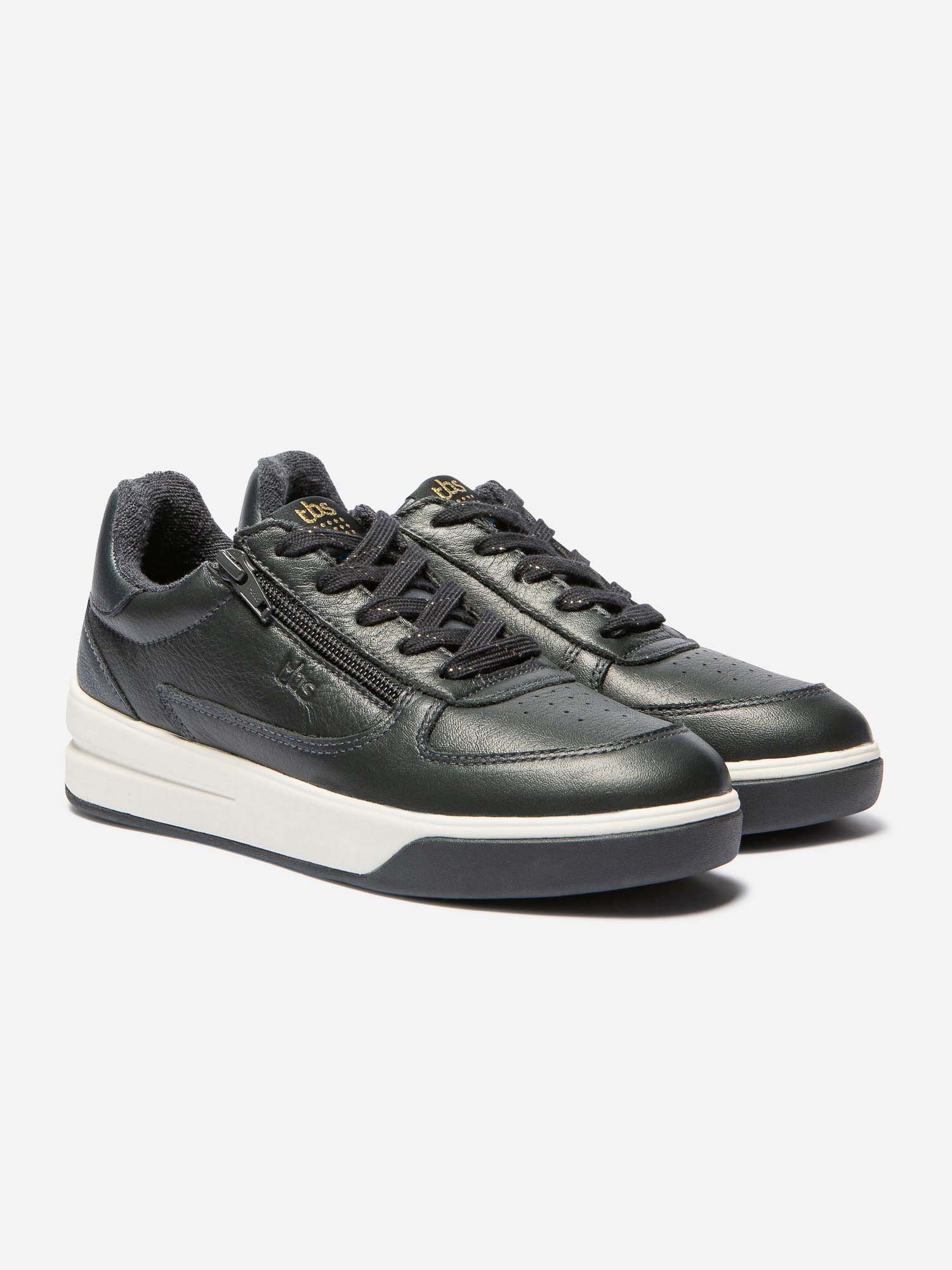 Baskets Femme Zippées Cuir Marine