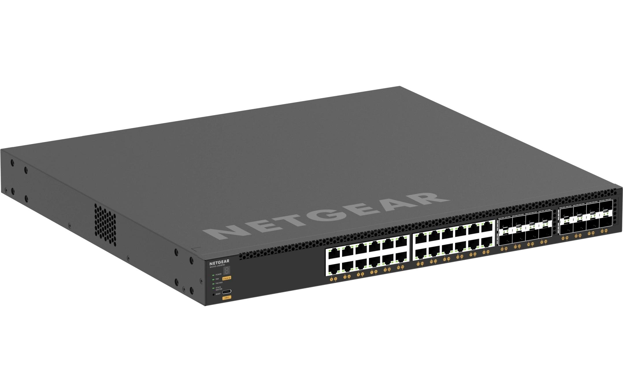 PoE++ Switch AV Line M4350-24X8F8V 40 Port<br>24x10G/Multi-Gig PoE++ (290W Basisstation, bis zu 1.770W), 8xSFP+ und 8xSFP28 25G Managed Switch
