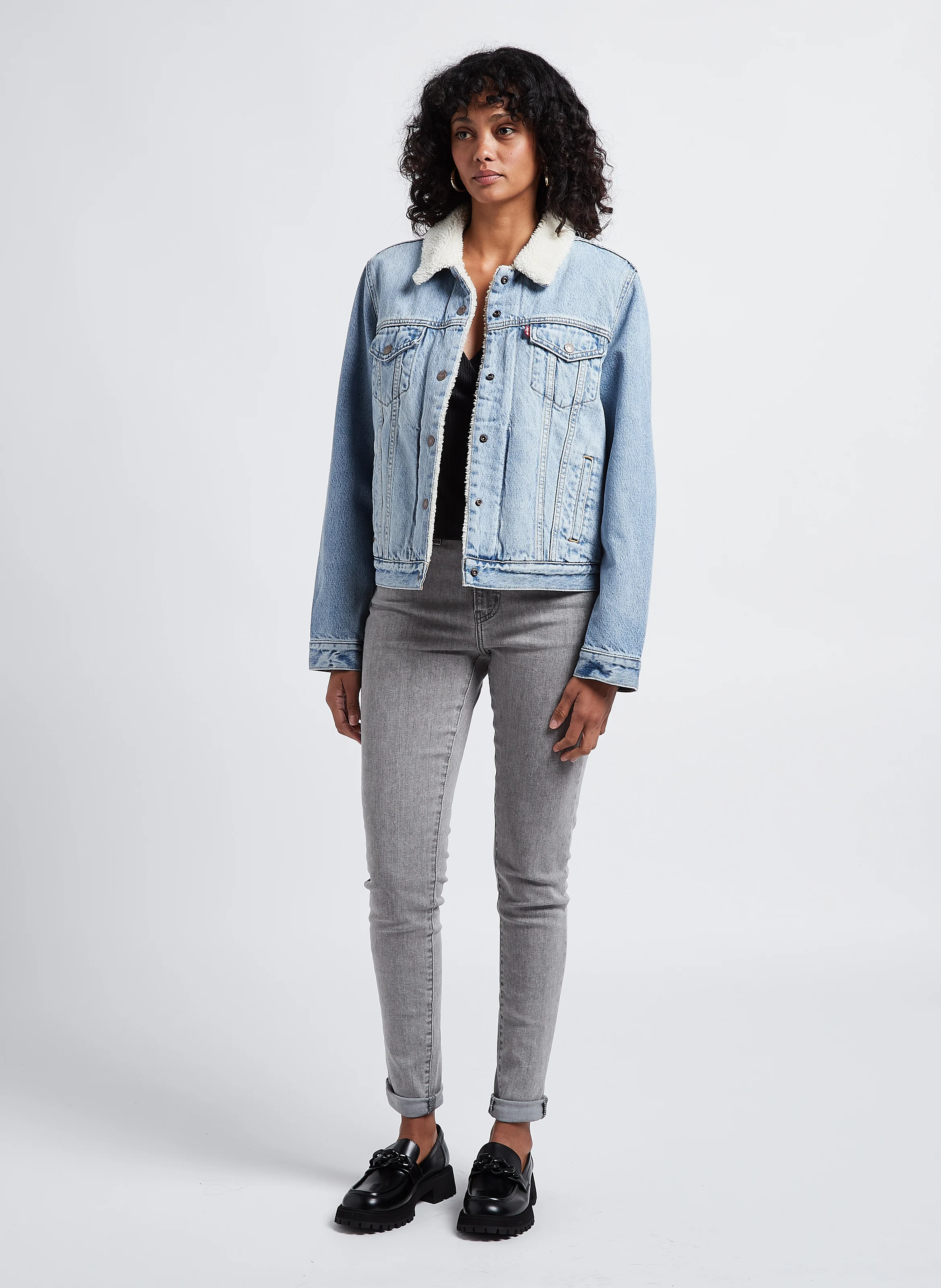ORIGINAL SHERPA TRUCKER - Veste col classique sherpa en coton | Jean Délavé