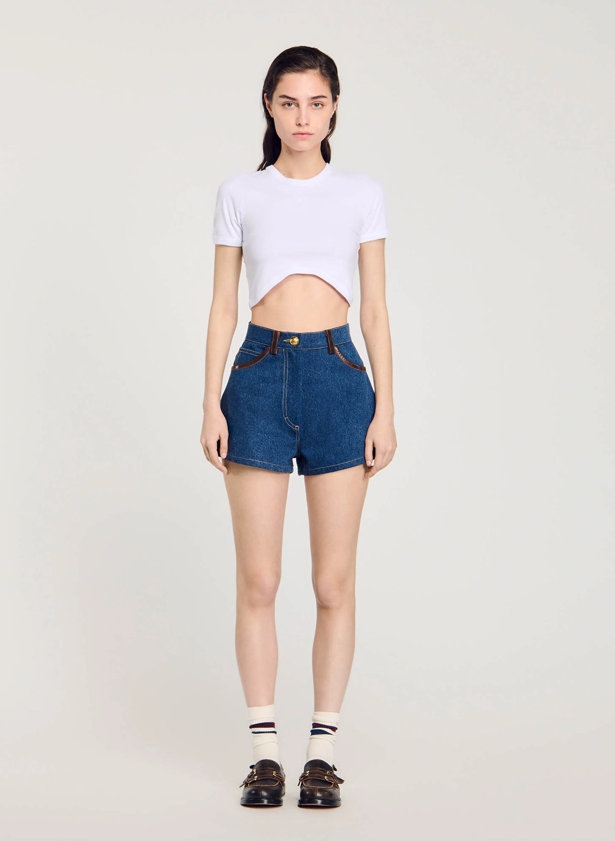 Tee-shirt col rond ajusté en coton | Blanc