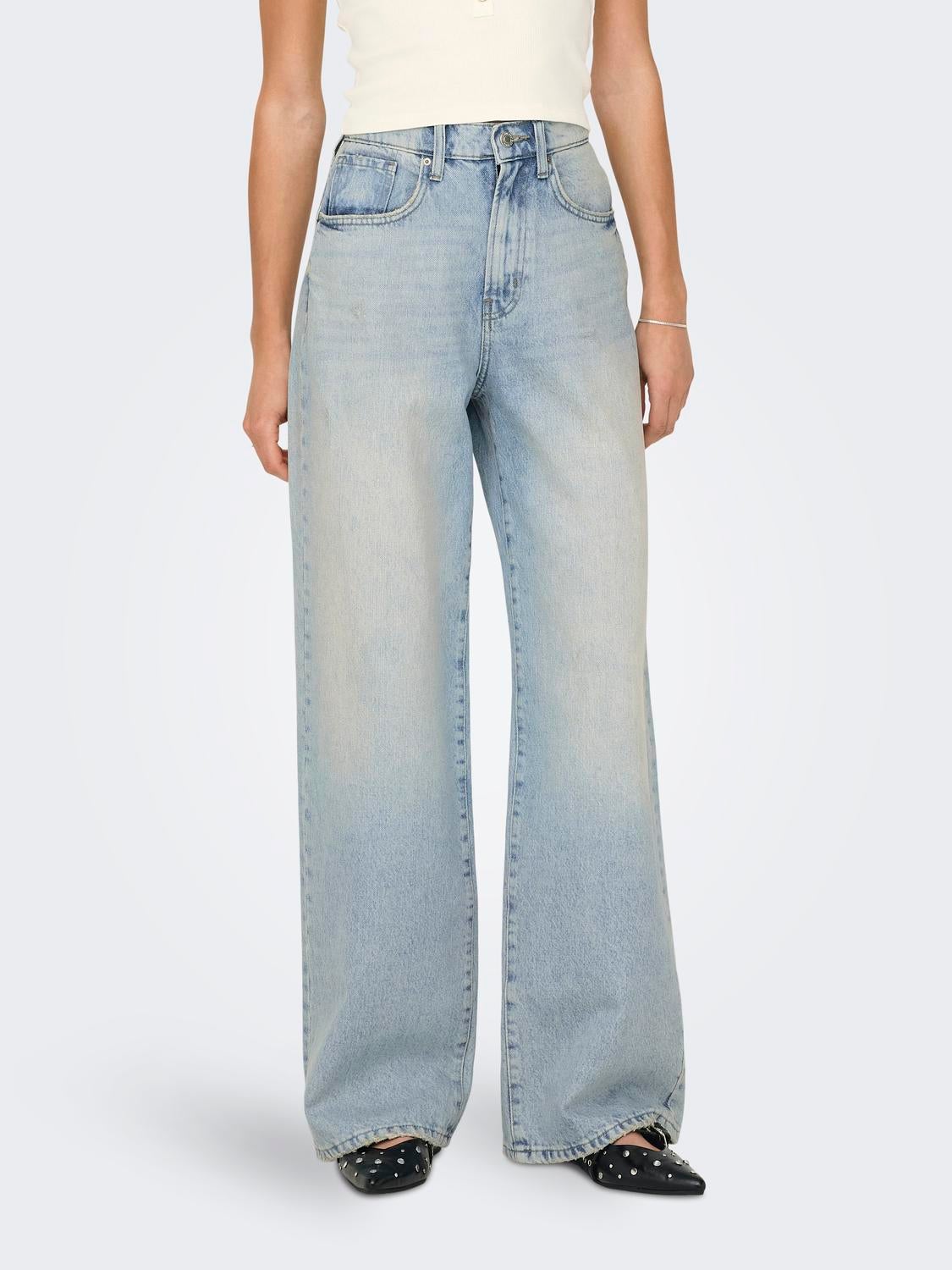 ONLHOPE Hohe Taille Weiter Beinschnitt Jeans Light Blue Denim