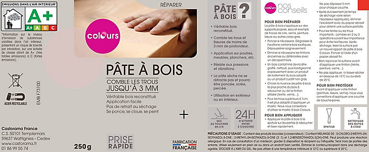 Pâte à bois rebouche fissures et imperfections naturel Colours 250g