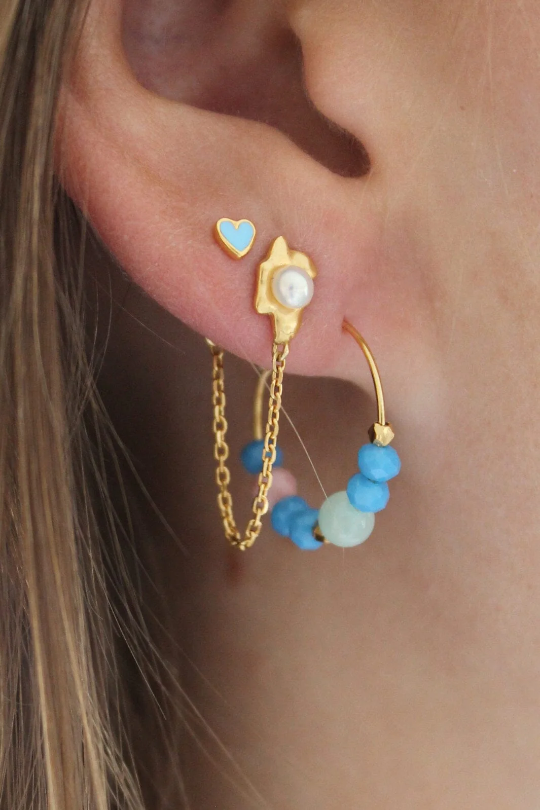 Stine A Shelly Pearl Earring W/ Chain