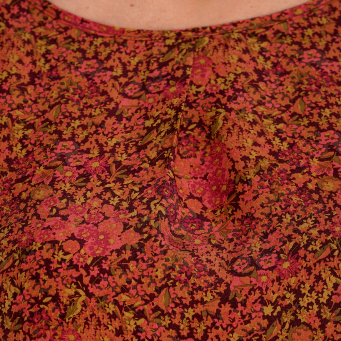 Gina Benotti Damen Blusenshirt mit überschnittenen Ärmeln braun / rot / orange