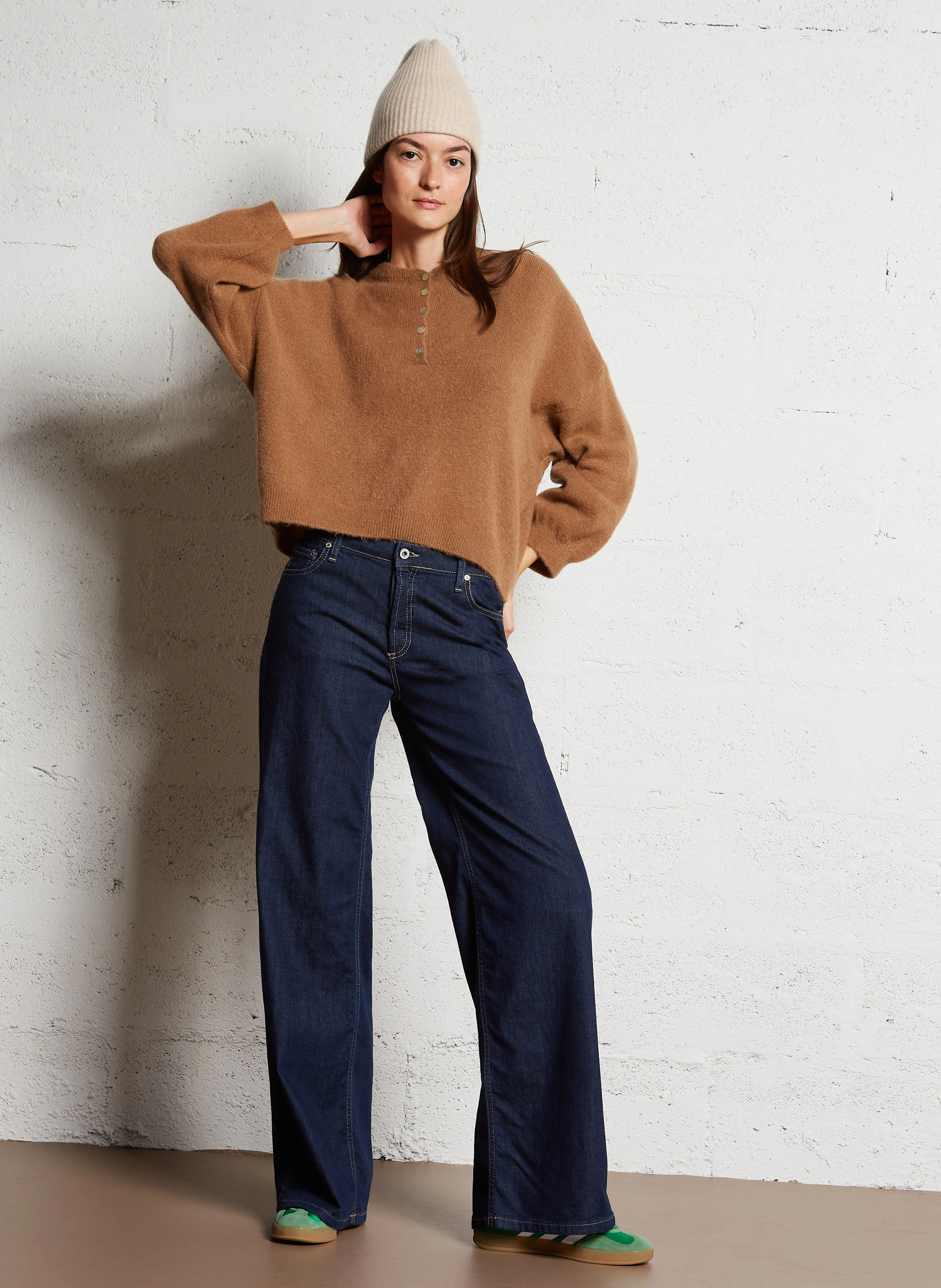Pull col rond en laine mélangée | Marron