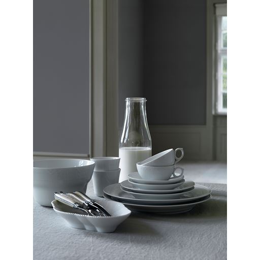 Royal Copenhagen Hvid Riflet Middagstallerken, Hvid, Ø27 cm