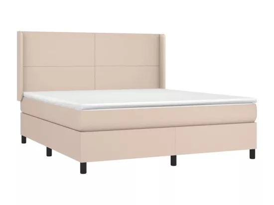 Sommier tapissier matelas LED Cappuccino 180x200 cm Similicuir