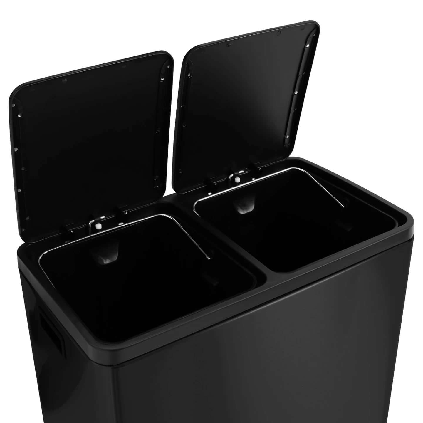 Poubelle de cuisine tri sélectif 2 x 30L noir 2 seaux amovibles et pédales en métal
