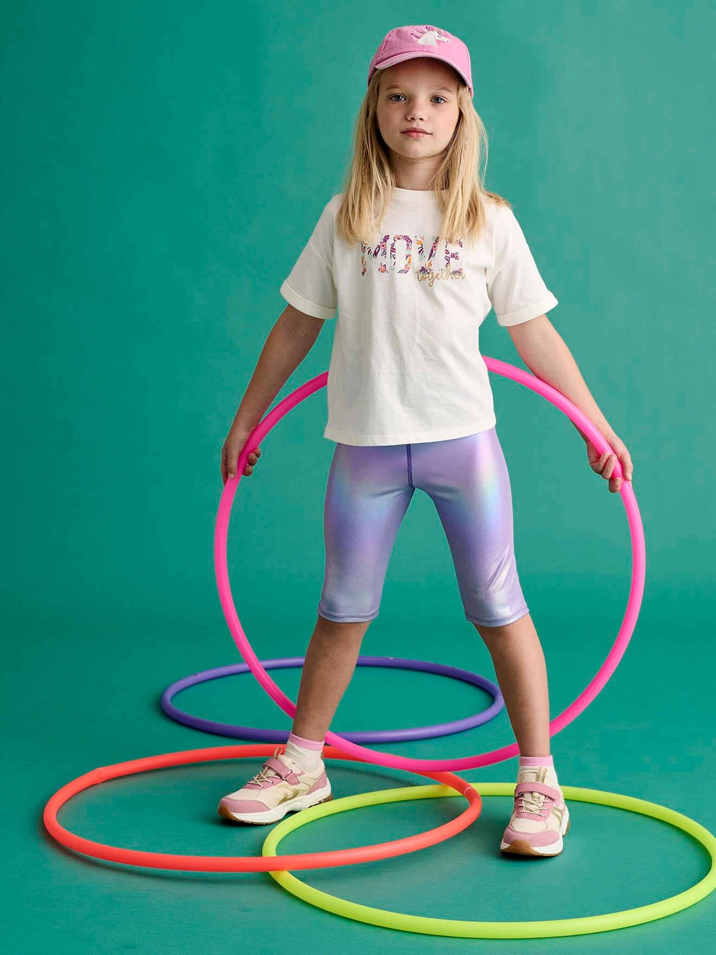Vertbaudet Mädchen Sport-Set: T-Shirt & Radlerhose mit Glanzeffekt lila