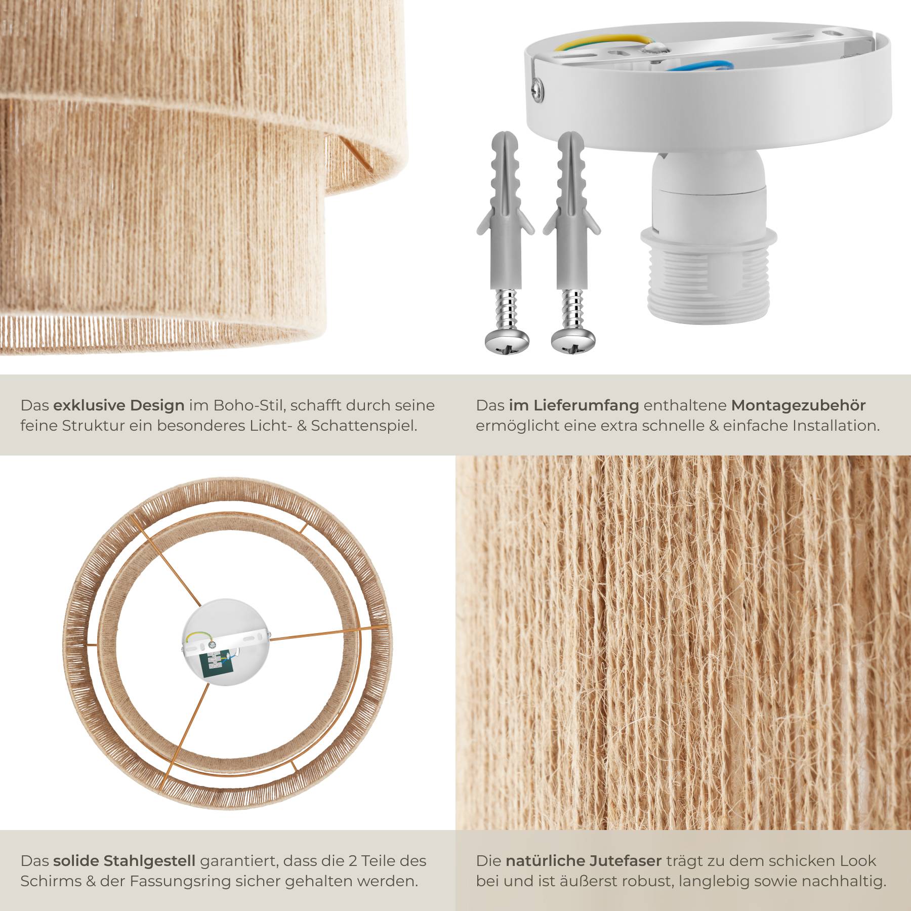 Deckenleuchte  Lignea Lux aus Jute