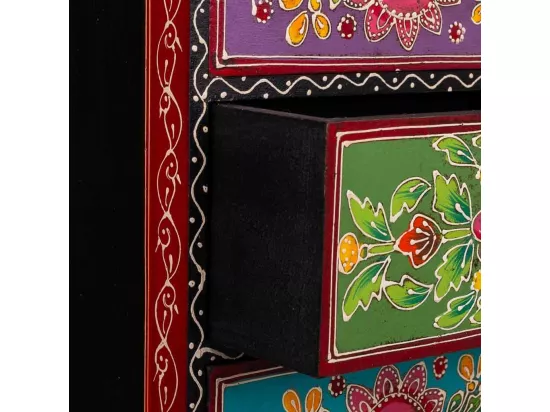 Boîte à bijoux en bois peint artisanalement noir 19x11,5x28,5h
