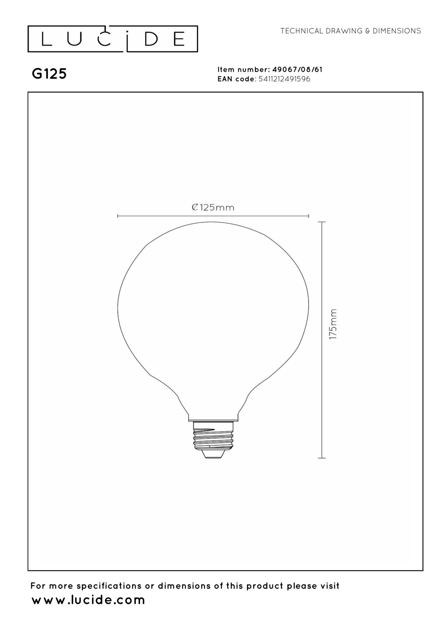 Lucide G125 Filament lamp - Opaal (set van 2)