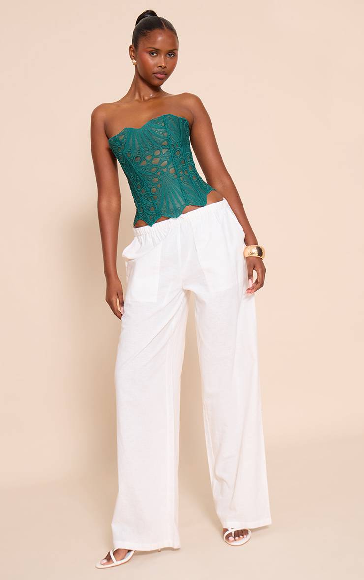 Vert Turquoise Corset En Dentelle Florale Transparente Texturée