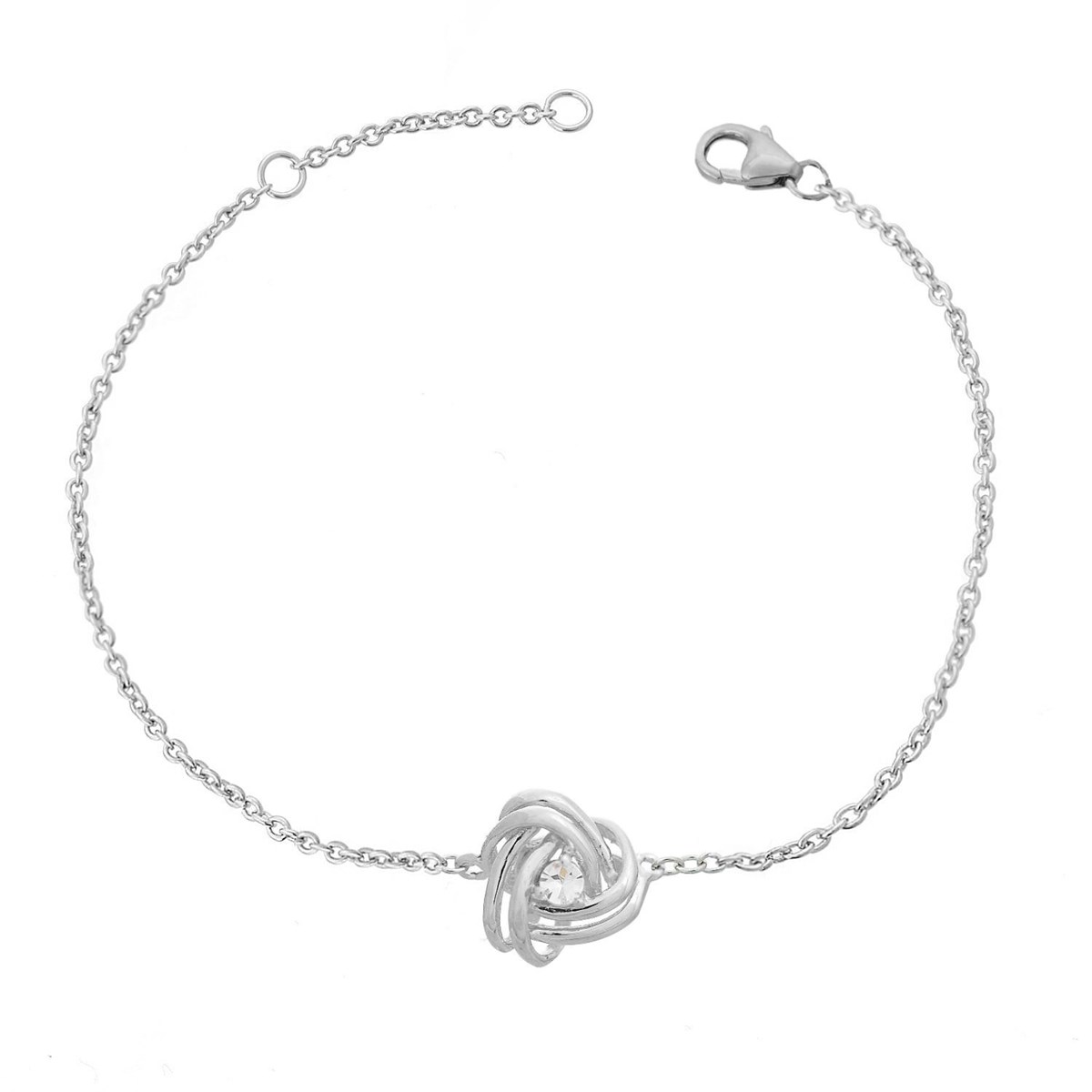 Bracelet noeud et oxyde de zirconium Argent 925 Rhodié