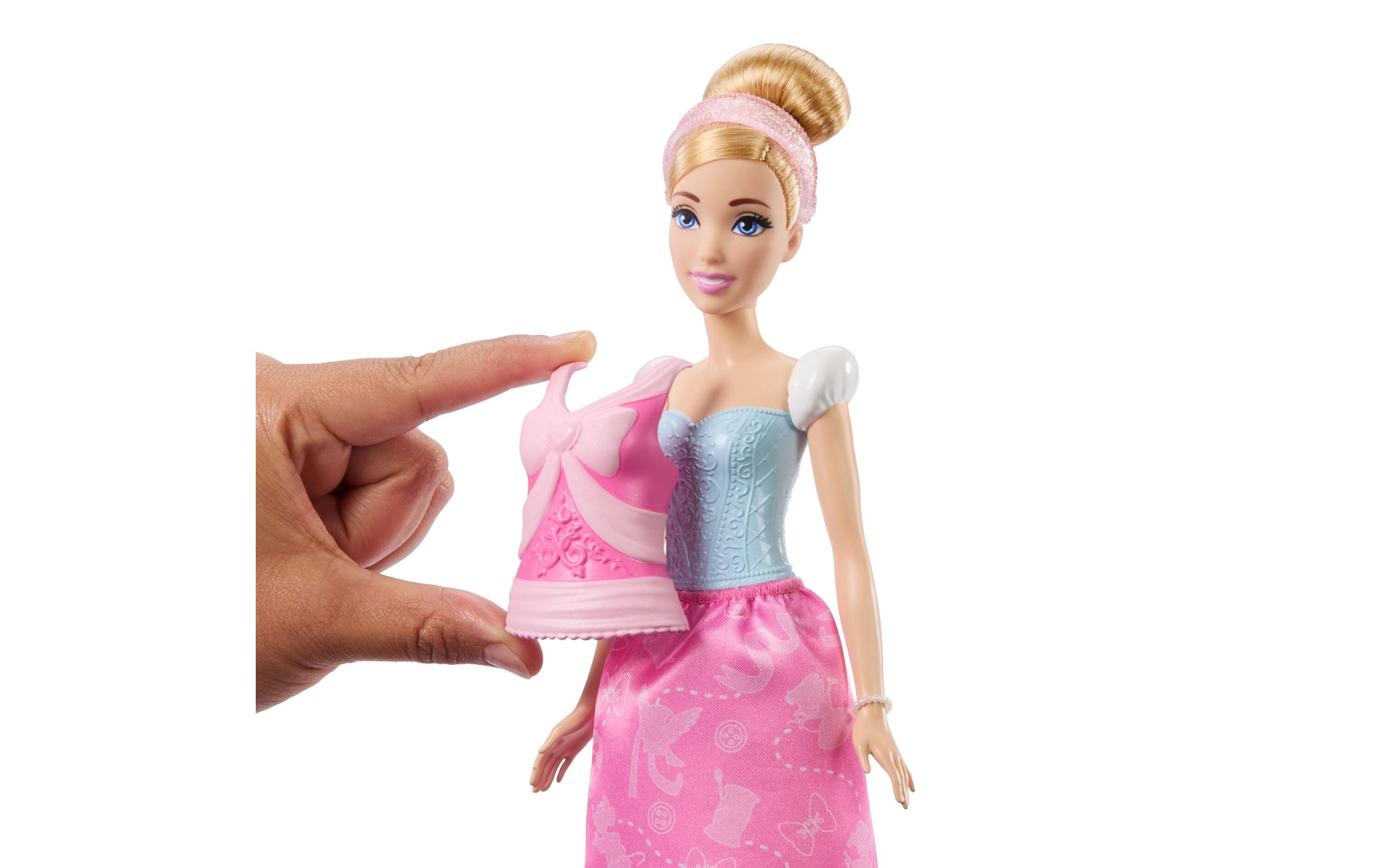 Spielset 2-in-1-Geschichten Cinderella-ModepuppePuppe mit 2 Oberteilen zum Anklipsen, 2 Röcken und 9 Accessoires