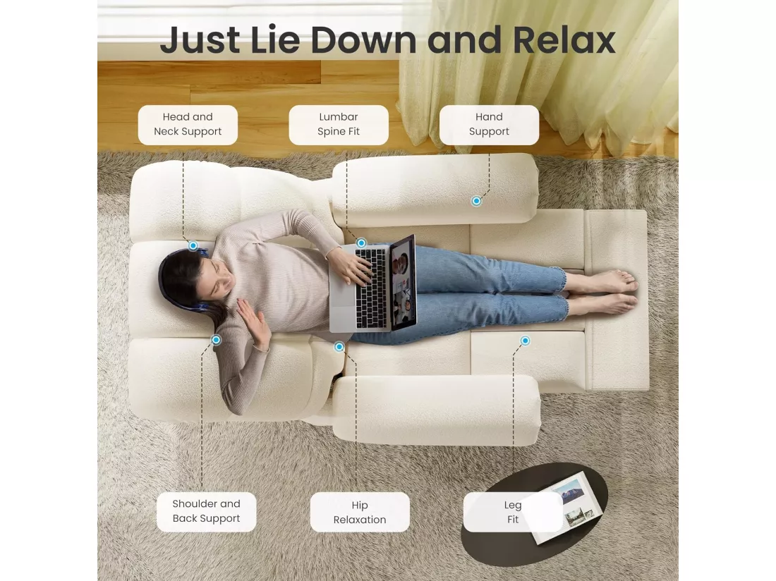 Fauteuil Relax électrique avec Repose-Pieds,Chaise salon en Velours Teddy,Fauteuil à loisirs Réglable,USB,Anti-statique,Confort,96x97x104cm Beige