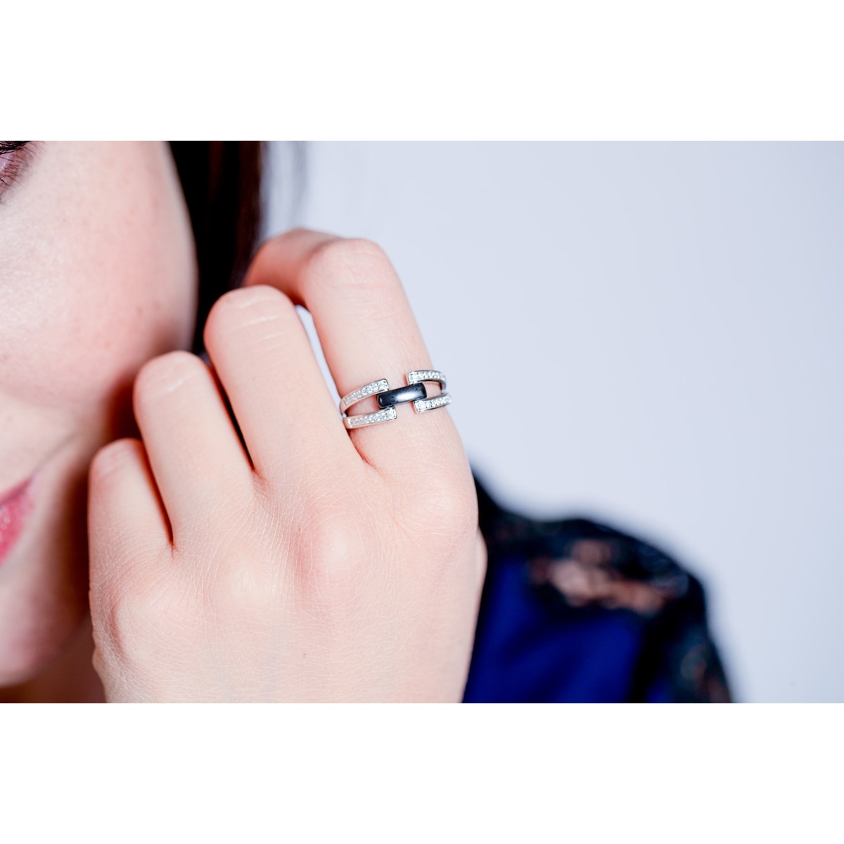 Bague en Argent avec oxyde de zirconium blanc