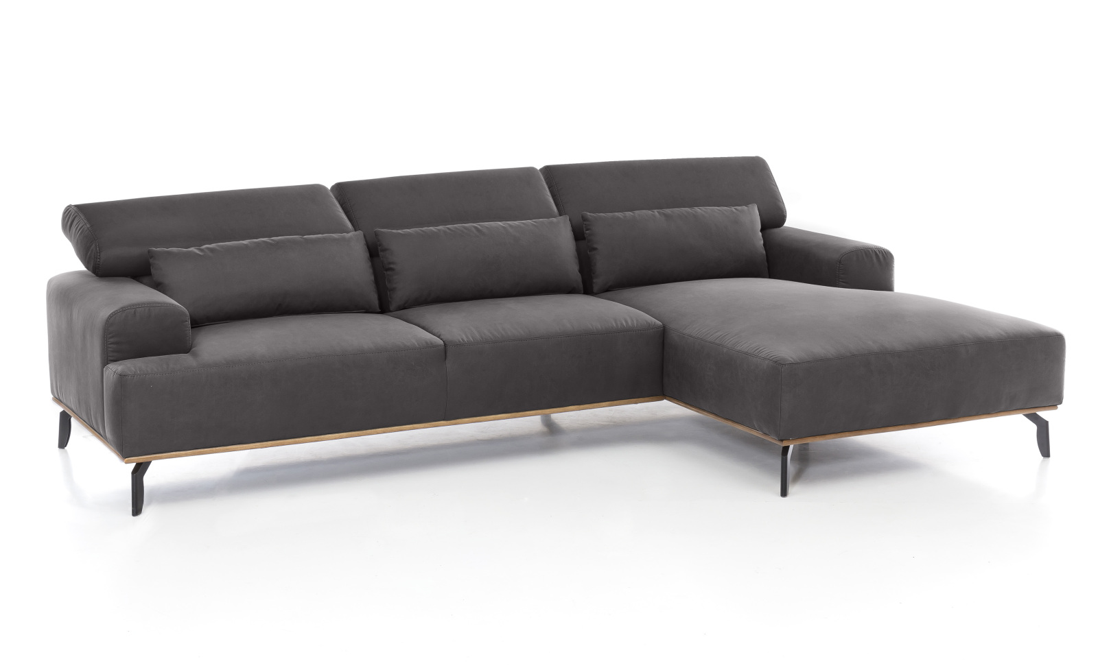 Ecksofa - charcoal - Microfaser - Recamiere rechts