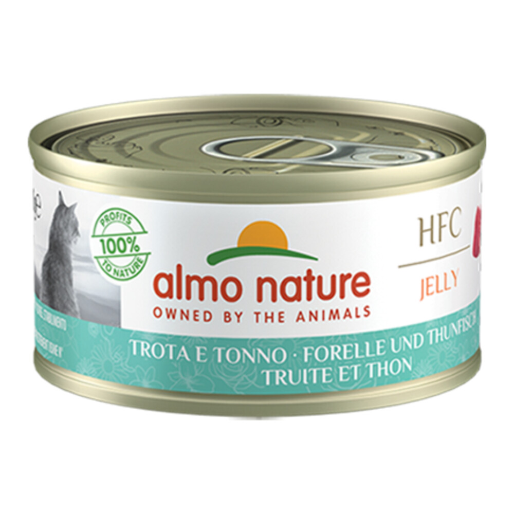 24x Almo Nature HFC Jelly Kattenvoer Nat Forel & Tonijn70 gr