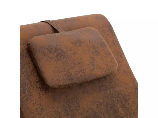 Chaise longue avec oreiller marron Similicuir daim