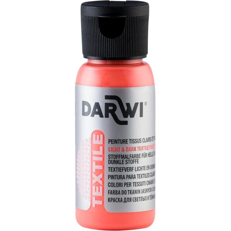 DARWI Flacon de 50 ml de Peinture Textile Fluorescente - Orange fluo