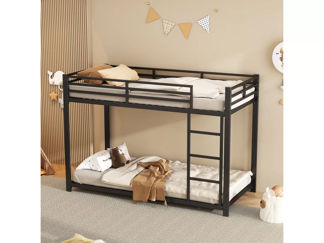 Lits pour enfants 90*200, lits superposés, lits en fer, lits superposés en fer de forme classique, noir