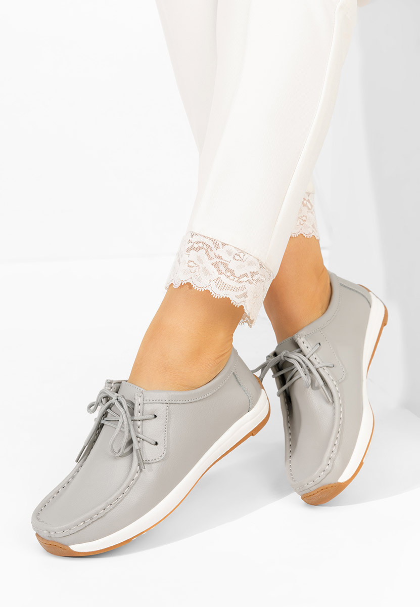 Mocassins en cuir naturel gris Solenia