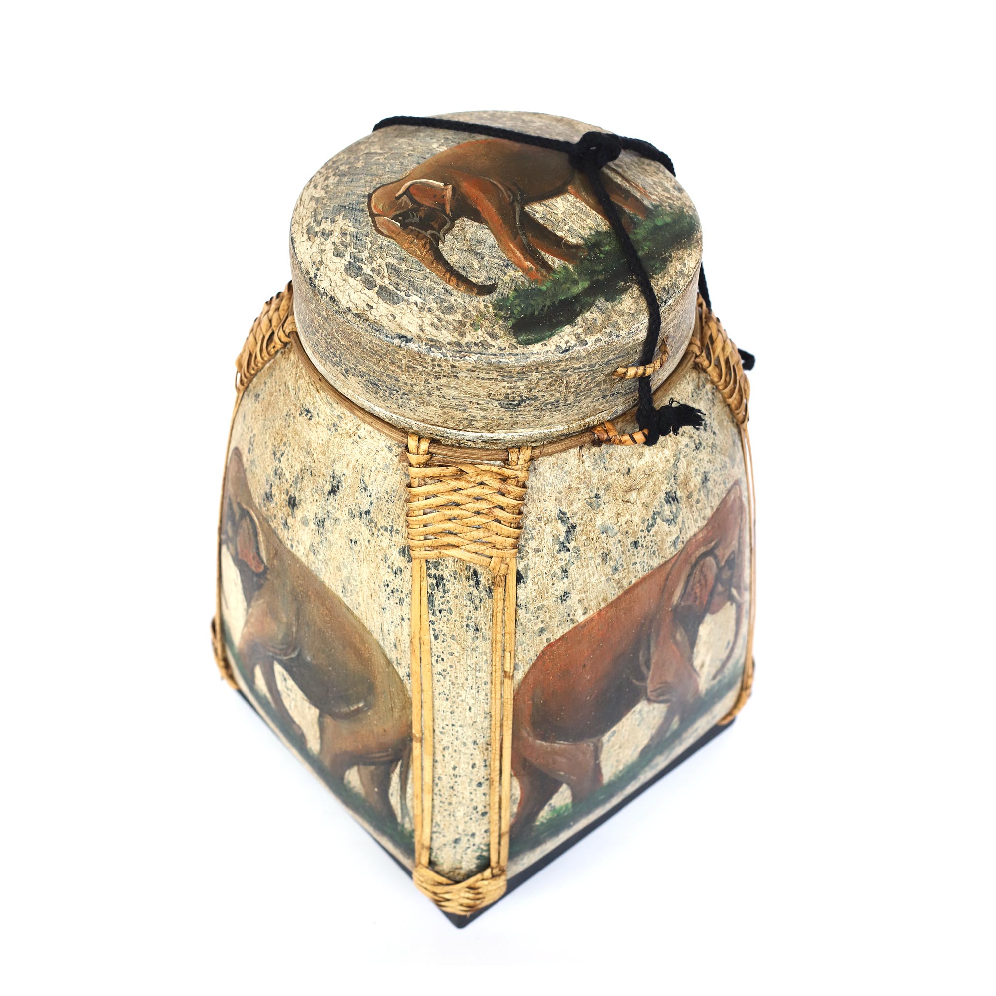Reisdose aus Bambus, 'Elefant', multicolor, B 25 cm, H 45 cm, T 25 cm von fischer's lagerhaus