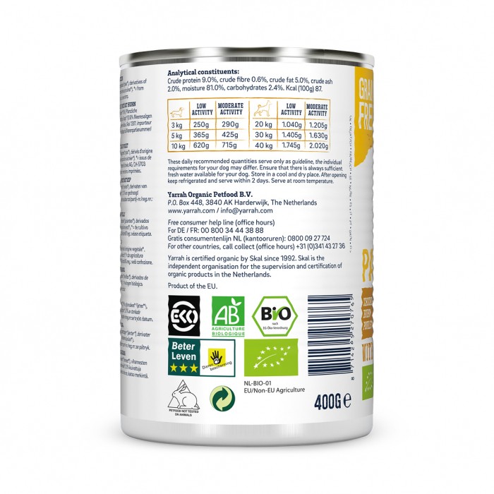Yarrah pâtées bio - Lot 12 x 400 g