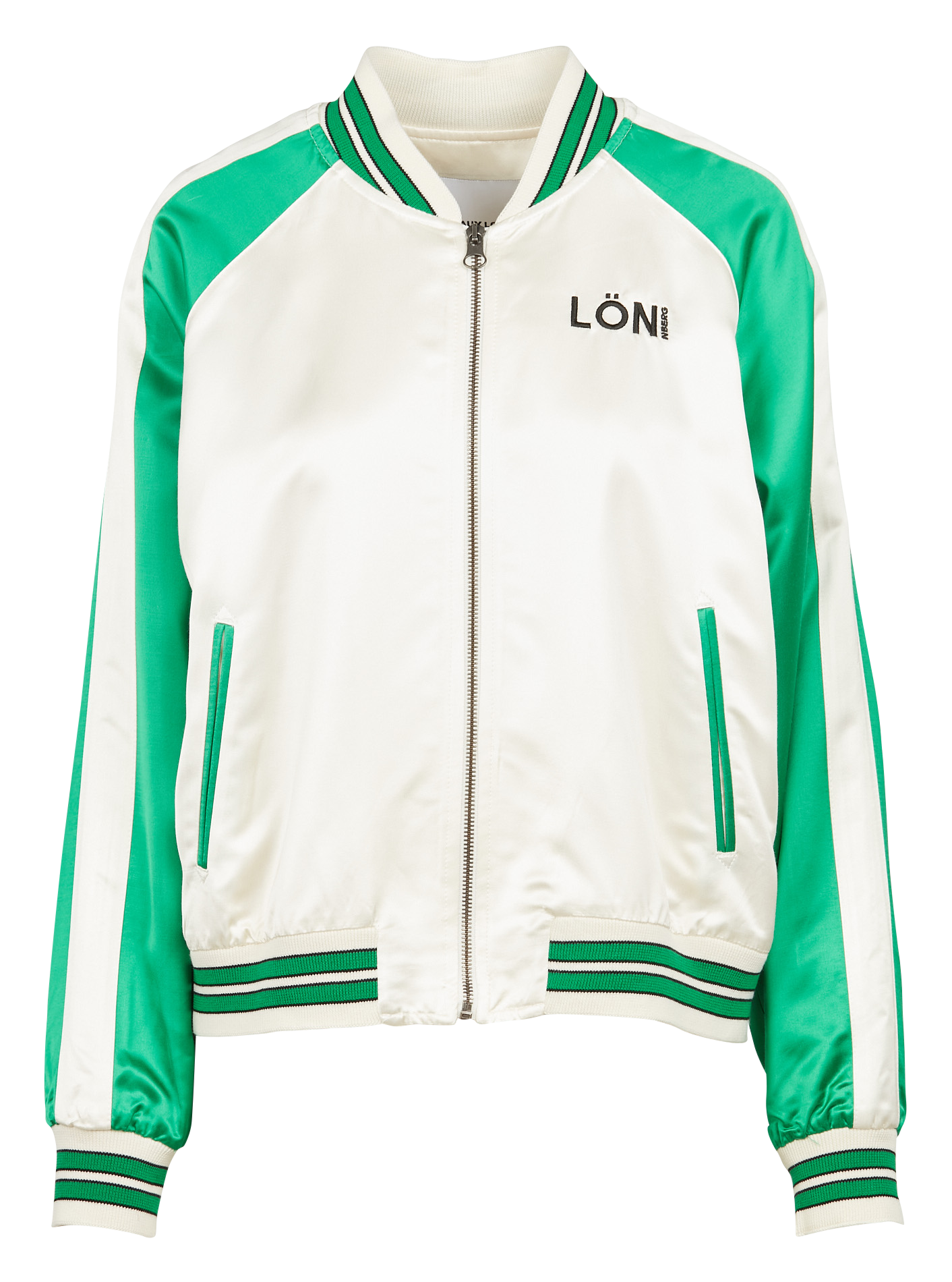 NEVILLE - Blouson col teddy brodé en satin| Vert