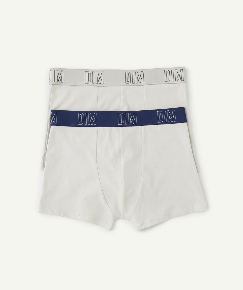 DIMLOT DE 2 BOXERS GARÇON SKIN CARE GRIS CLAIR ET BLEU