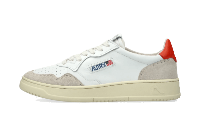 Autry Medalist Leather Suede Low White Orange