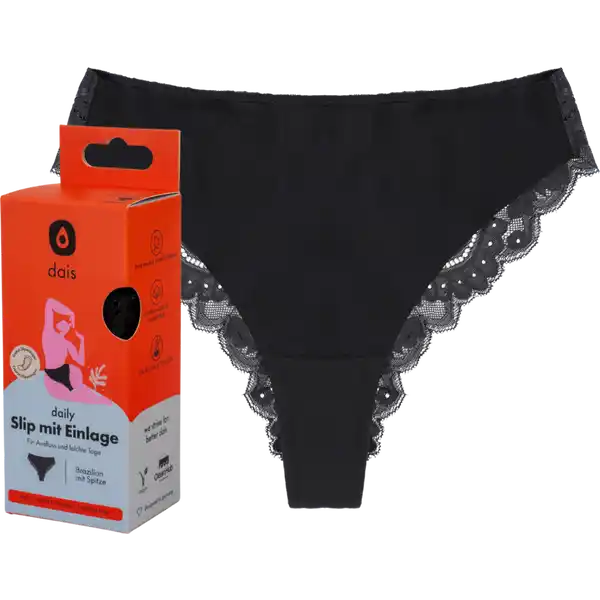 Periodenunterwäsche Brazilian mit Spitze Gr. S schwarz