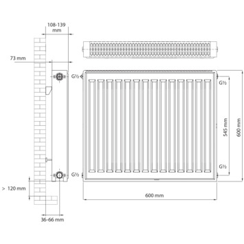 Haceka paneelradiator Imago Una wit 604W 60x60 cm
