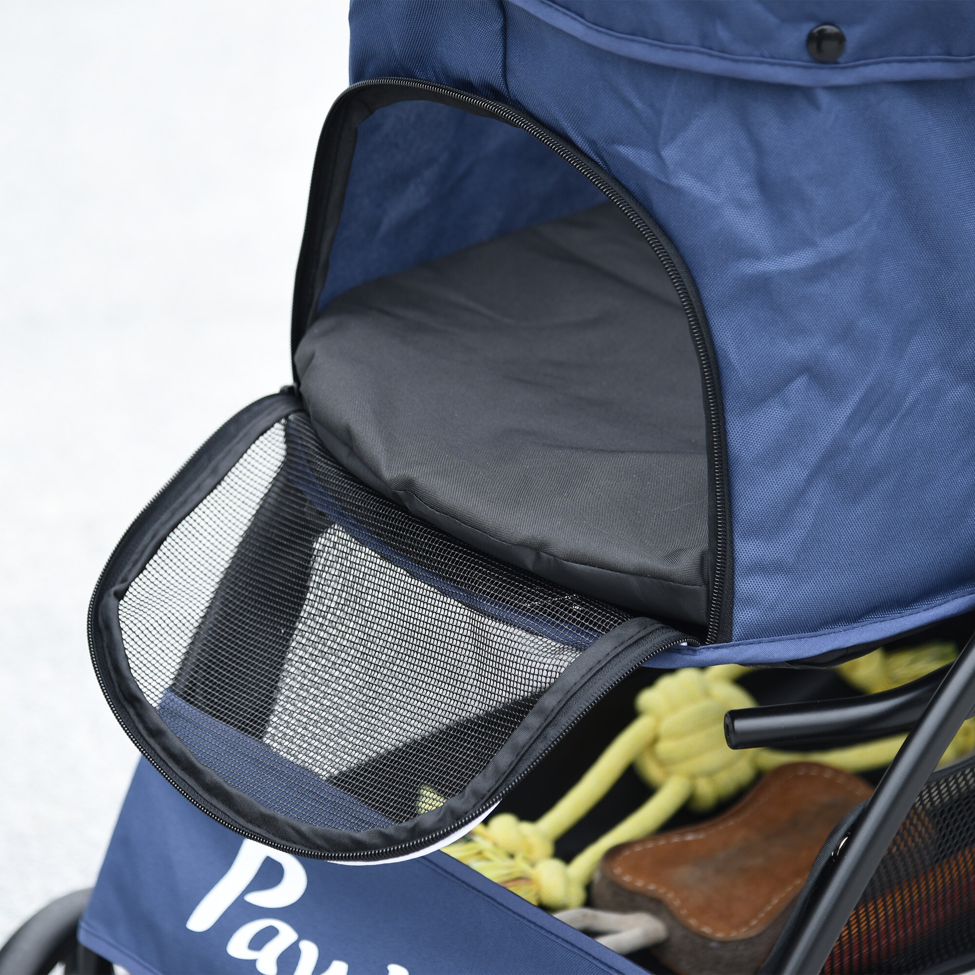 PawHut Hundebuggy mit Kissen und Untergestellablage schwarz 81L x 48B x 99H cm