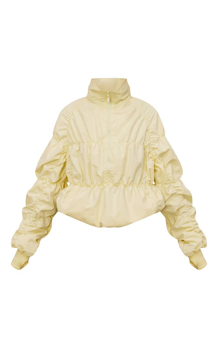 Butter Cream Coupe-vent Zippé Froncé Couleur Crème